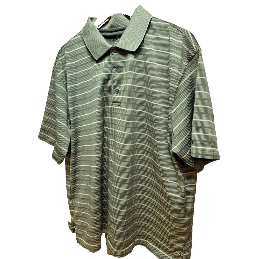 Grand Slam Men’s Golf Shirt Polo Size XXL Green Stripe Short Sleeve Golf